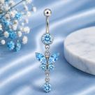 Piercing Umbigo Borboleta Zircônia Aço Inoxidável Feminino Com Furo 4,5cm