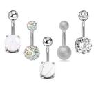 Piercing umbigo conjunto de 05 peças prateado