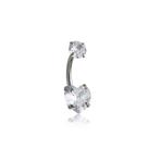 Piercing Umbigo Coração c/ Zircônia - Titânio G23 / Ouro PVD Cor:Dourado
