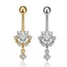 Piercing Umbigo Coração Encantado com Zircônias - Aço cirúrgico/Semijoia Cor:Dourado