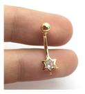 Piercing Umbigo Estrela Com Pedra Branca Ponto Luz Ouro 18k CO250K095 Piercing Umbigo Estrela Com Pedra Branca Ponto Luz Ouro 18k CO250K095