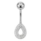 Piercing Umbigo Prata 925 Gota Cravejado Pedras De Zircônia