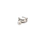 Piercing Unitário com Duas Fileiras de Pérolas Banhado a Ródio Branco Piercing Unitário com Duas Fileiras de Pérolas Banhado a Ródio Branco
