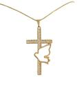 Pigente Colar Crucifixo Strass com Divino Espirito Santo