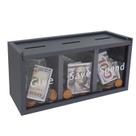 Piggy Bank Mczxon Spend Save Give para crianças azul acrílico/madeira