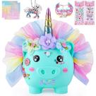 Piggy Bank Play Tailor Unicorn para meninas com adesivos DIY Piggy Bank Play Tailor Unicorn para meninas com adesivos DIY