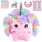 Piggy Bank Play Tailor Unicorn para meninas com adesivos DIY Piggy Bank Play Tailor Unicorn para meninas com adesivos DIY