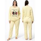 Pijama adulto feminino inverno blusa algodão e calça moletim