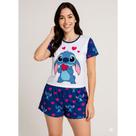Pijama Adulto Feminino Roupa de Dormir Estampado Desenho Animado Mickey Poliester Blusinha Shorts