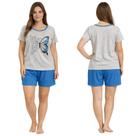 Pijama adulto feminino verão camiseta e short plus size