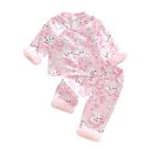 Pijama Afunbaby Toddler Girl de cetim de mangas compridas rosa de 1 a 2 anos