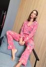 Pijama Americano com Botão Manga e Calça Inverno Frio Corações e Estrelas