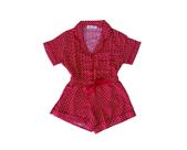 Pijama Americano Feminino Curto Poa Vermelho e Branco