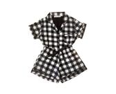 Pijama Americano Feminino Curto Xadrez Preto e Branco