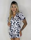 Pijama Americano Feminino Personagem Stitch Com Botão