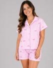 Pijama Americano Feminino Personagem Stitch Com Botão