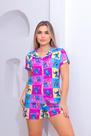 Pijama Americano Verão Botões Shorts Personagem Ursinho Carrinhos Sticht Divertidamente Minie Festa do Pijama