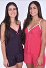 Pijama, baby doll feminino decote, em liganete estampas variadas - quality dreams