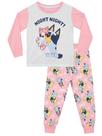 Pijama Bluey Night de manga comprida para meninas rosa de 4 anos