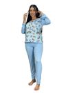 Pijama Blusa Manga Comprida Personagem e Calça Lisa Confortável Frio Inverno Moda Noturna