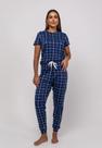 Pijama Calça e Blusa M/C Malha Xadrez Azul Salvatore