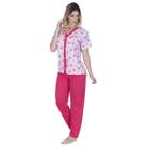 Pijama calça e blusa manga curta Aberto De Botão Amamentação Idoso Pós Cirurgia Pós Parto