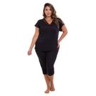 Pijama Capri Liganete Preto Sepie 2470 Plus Size Pijama Capri Liganete Preto Sepie 2470 Plus Size