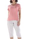 Pijama Capri Pzama 050301 Feminino Estampado Meia Malha T. P/EG