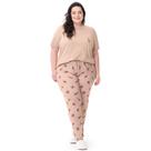 Pijama com Blusa Manga Curta e Calça Estampada Gatos Plus Size