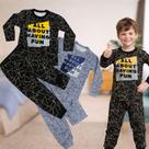 Pijama Conjunto Constelação Infantil Menino Para Inverno Tecido Macio Algodão Confortável