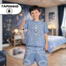 Pijama Conjunto Espacial Astronauta Infantil Menino Spaceman Para Verão Tecido Macio Algodão