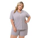 Pijama Curto Abertura Frontal com Botões Plus Size Mescla Zee Rucci Pijama Curto Abertura Frontal com Botões Plus Size Mescla Zee Rucci