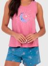 Pijama Curto Malwee 1000126805 Feminino Estampa Com Glitter Meia Malha Algodão T. P/XGG