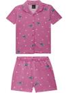Pijama Curto Malwee 1000132343 Infantil Americano Stitch Malha Algodão T. 04/16