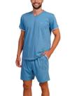 Pijama Curto Podiun 268032 Masculino Gola V Com Bolsos Algodão T. M/XG Pijama Curto Podiun 268032 Masculino Gola V Com Bolsos Algodão T. M/XG