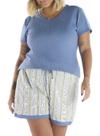 Pijama Curto Pzama 090235 Feminino Plus Size Listrado Meia Malha T. 50/54