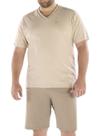 Pijama Curto Pzama 9012.252 Masculino Plus Size Gola V Meia Malha T. 50/54