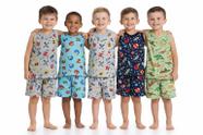 Pijama Curto Regata Menino Algodão Confortável Estampado