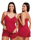 Pijama Curto Short Doll para Dormir Basico Detalhe Renda Hope