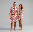 Pijama de casal com foto corações em suede premium sob encomenda