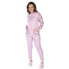 Pijama De Inverno Victory Feminino De Manga Longa e Calça Com Bolsos Adulto Estampado Canelado