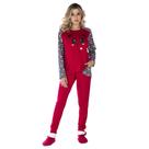 Pijama De Inverno Victory Feminino De Manga Longa e Calça Com Bolsos Adulto Estampado Canelado
