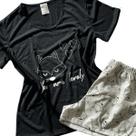 Pijama de Malha Confortável Feminino Preto Pijama de Malha Confortável Feminino Preto