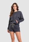 Pijama De Mangas Longas Em Moletinho Com Elastano E Short Azul Marinho