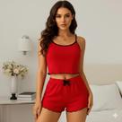Pijama do vermelho Baby Doll Feminino Sexy Canelado
