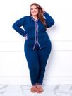 Pijama Feminino Aberto Botões Liso Plus Size Americano Frio