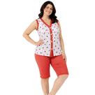 Pijama Feminino Aberto Regata Aberto na Frente Pescador Bermuda Verão Senhora Conforto