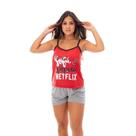 Pijama Feminino Adulto Alcinha Personagens Curto Verão Estampado Baby Doll