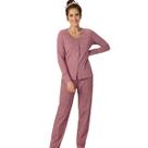 Pijama feminino adulto inverno com botões calça de bolinha p
