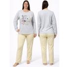 Pijama feminino adulto inverno malha blusa manga longa calça